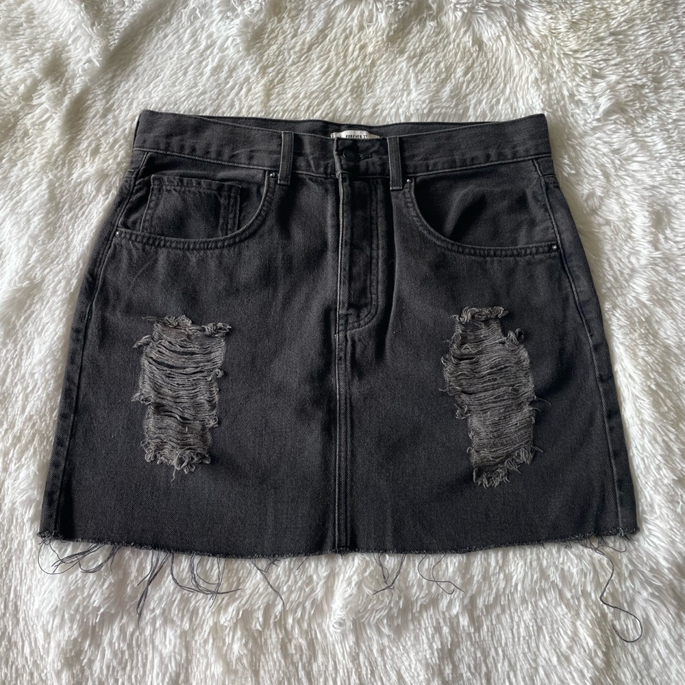 Distressed Denim Skirt